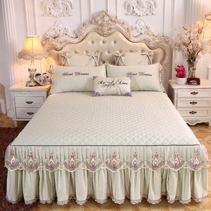 Bed Skirt 1pcs Nordic Black Princess Lace Bedspreads High Quaility Bed Skirt Solid Non-Slip Sheet Mattress Cover Bed Sheet No Pillowcase 230210