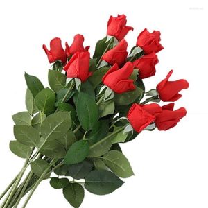Fleurs décoratives 12 pcs Rose avec bourgeon de latex de 55 cm Real Touch Petal Peony Artificial Flower Wedding Decoration Gift Party Event -