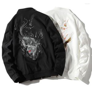 Herrjackor mode cool broderi män bomber jacka kinesisk stil höst pilot hip hop baseball ungdom streetwear kläder