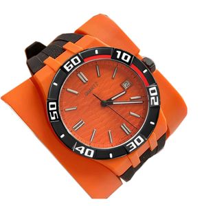 Fashion Mens Women Unisex Watch 40mm Quartz Movement Environmental Plastic Case Orange Dial Sports Rubber Strap Watches Male Wristwatches