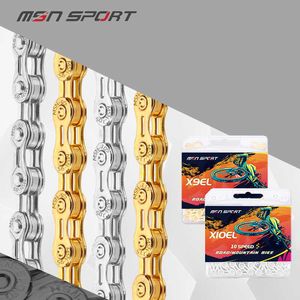 MSN Sport Rower Sain Srebrny/Złote 8V 9V 10V 11V 12V Road MTB Łańcuchy kół rowerowych Corrente for Bicicleta Fiets Cassette 0210