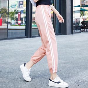 Calças femininas Capris harém Mulheres mais tamanho rosa preto correndo verão harajuku linhas laterais casuais sortpants esportes fitness wreouserswomen's