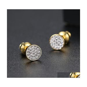 Stud 6mm Cubic Zirconia Round Earring for Women Girl Fashion CZ 18K Gold Plated Antiallergy Pin Jewelry Gift Drop Delivery Earrings Dhlyz