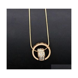 H￤nge halsband dubbla h￤ngsmycken 18k guld kristallcirkel hj￤rta halsband dh droppleverans smycken dhva6