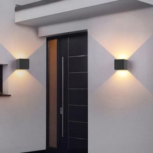 LED防水屋外の壁ランプ屋外照明12W 100-277V 3000K屋内吸引照明暖かいライトアルミニウム（ブラック-6W、屋外）オームレッド
