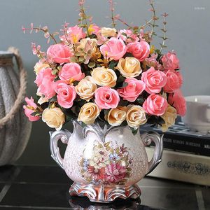 Dekorative Blumen, 6 Gabeln, künstliche Tiktok-Rosen im europäischen Stil, Seide, DIY, Hochzeitsstrauß, Hausgarten, Dekoration, gefälschte Requisiten