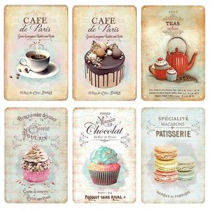 Vintage Coffee Dessert Metal Painting Modern Minimalist Home Kitchen Wall Art Tin Plaques Resturant Cafe Decoration 20x30cm Woo