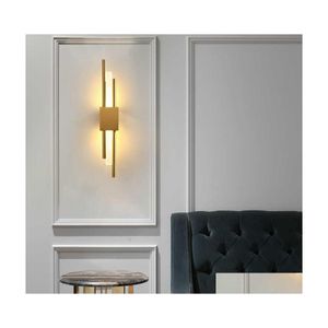 L￢mpada de parede moderna elegante bronze ouro e preto de 50 cm de tubo para a sala de estar corredor corredor sconnces lumin￡ria 210724 d dhqob