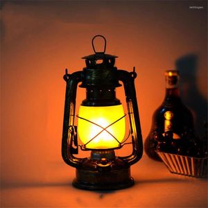 Table Lamps LED Rechargeable Vintage Kerosene Camping Light Portable Dimmable Flame Effect Night Lights Bar Cafe Restuarant Lamp Decor