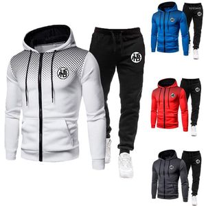 Herrspår 2023 Vintermän passar herrvarumärkessportdräkter Tryckta hoodie -uppsättningar Male Luxury Fleece Zip Casual Autumn Designer