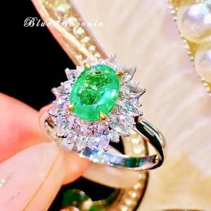 Cluster Rings Natural Columbia Emerald Ring 5 7MM Gemstone Fine Jewelry For Women Anniversary Gift 925 Sterling Silver