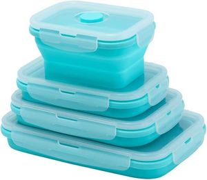 Lunch Boxes 4 Pcs Silicone Collapsible Food Storage Containers with Lids Bento A free for Kitchen Pantry 230209