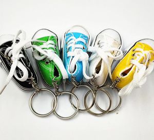 3D Nowość na płótnie Sneaker tenis buty klęcznik kluczyka klucza biżuteria Łańcuchy Kluczowe łańcuchy Masowe klucze wisiorek Kluczowy pierścień mieszane kolory