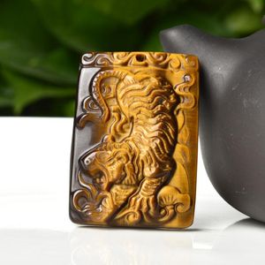 Pendant Necklaces Pure Natural Genuine Stone Tiger Eye Fine Domineering Men's TigerPendant