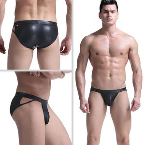 Трусы aiiou гей -сексуальное нижнее белье Jockstrap Black Faux Pu