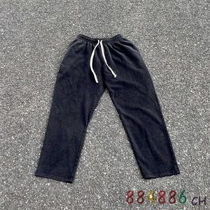 Herrenhose, Vintage-Stil, gewaschene Jogginghose, für Männer und Frauen, hochwertige, vielseitige Vier-Jahreszeiten-Hose, lose hängende, lässige, einfache, schöne Hose