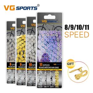 VG Sports Bisiklet 6 7 8 9 10 11 Hız Yarım İçi Boş S Titanyum Gökkuşağı Altın MTB Mountain Yol Bisiklet Zincirleri Parçalar 0210