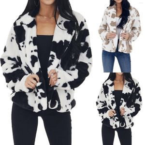 Jaquetas femininas Full Zip Jacket Womens Casual Fleece Check Lapela Manga Longa Casal de Inverno LOP