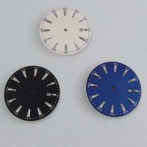 Watch Repair Kits 33.5mm Black Sterile Dial For NH35 Automatic Men With Date Window Luminous Marks Wristwatch Parts 4Models