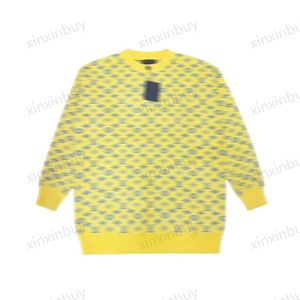Xinxinbuy męska designerska bluza z kapturem sweter w kwiaty żółte litery żakardowa bawełniana moda codzienna damska czarna XS-2XL
