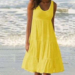 Casual Dresses Summer Sweet Spaghetti Strap White Dress 2023 Ladies V Neck Knee Length Big Swing Beach Loose Plus Size 5xl