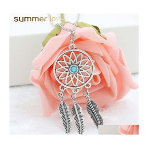 Anhänger Halsketten Verkauf Traumfänger Feaher Hohle Halskette für Frauen Einstellbare Größe Sier Plating Kette Trendy Schmuck Geschenk Drop De Dhxng