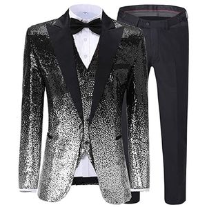 Mens Suits Blazers 3 Pieces Sequin Color Shiny Notch Lapel för Wedding Party Groom Banket Niglub Blazervestpant 230209