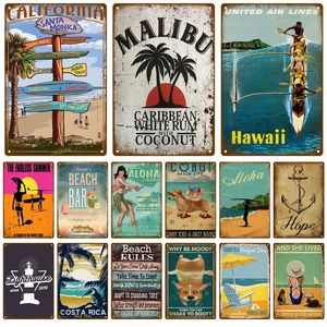 Beach Tin Sign Plaque Metal Sign Vintage Summer Metal Wall Sign Beach Decor For Beach Bar Beach House Seaside Decorative Plate 20x30cm Woo