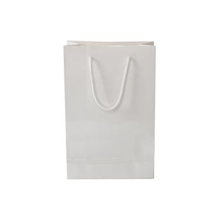 Stampa personalizzata Sacchetto regalo in cartone bianco Confezione di vestiti di carta Festa di compleanno Borsa regalo per feste di Natale A388