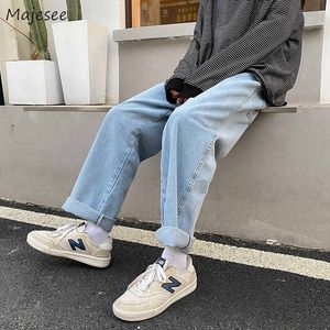 Erkek pantolon kot pantolon erkek bahar denim düz gevşek moda tüm maç eğlence tarzı Kore tarzı harajuku günlük minimalist büyük boy basit tasarımcı y2302