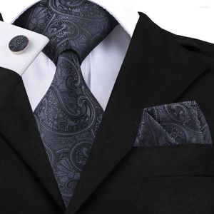 Bow Ties 20 Styles Black Paisley Floral Silk Luxury Necktie Men's Classic Party Wedding Tie Set And Handkerchiefs Cufflinks 8.5cm