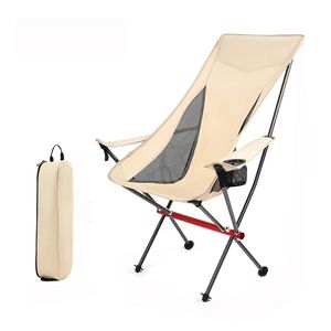 Campmöbler hooru Portable Camping Moon Chair Lightweight Aluminium Folding Picnic Beach Chairs Outdoor Travel Fishing Handing Garden Seat 230210