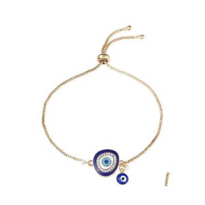 Bracciale con catena a maglie Occhio Buon regalo Accessori blu Beautif Manette creative vintage Braccialetti con ciondoli in metallo Braccialetti per donna Uomo Dhg1W