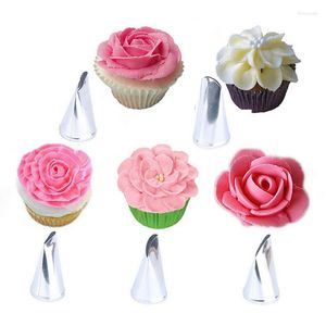 Bakningsverktyg rörtips 5st rostfritt stål kakor dekorera diy hantverk blomma rose glasögon bageri cupcakes kakor dekoration