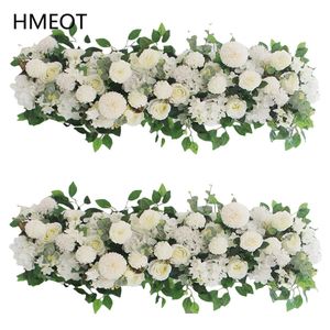 Faux blommor grönare anpassar konstgjord blommig vit ros pion blommor arrangemang bröllop bord mittpiece blommor boll party bågdekor bakgrund 230209