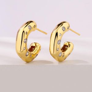 Stud Earrings BUY Fashion Gold Color Geometric For Women Girl Luxury CZ Pave Setting Party Jewelry Female Accessories