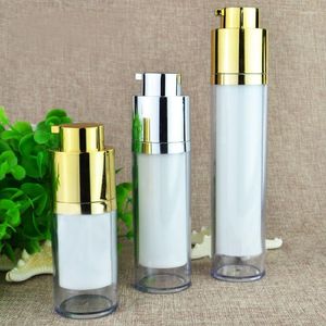 Storage Bottles 50ml Rotate White Airless Bottle With Silver/gold Pump For Lotion/emulsion/serum/foundation/whitening Cosmetic Container