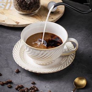 Tassen Untertassen Kreatives Design Kaffeeset Einzigartiges Muster Keramiktasse und Untertasse 250 ml im europäischen Stil