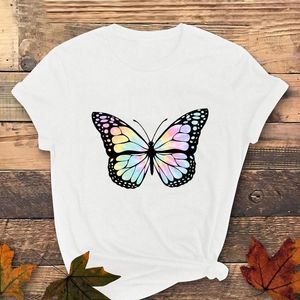 Kvinnor Bluses Women Lady Cartoon Butterfly Shirts Floral Elegant 2023 Spring Summer Blue Clothes Top Female Print Tops Graphic