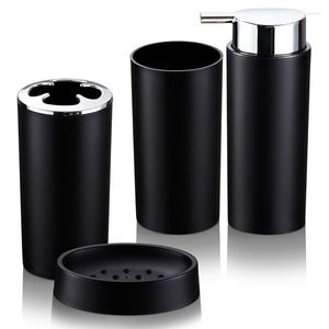 Badtillbehör Set Badrumstillbehör Högkvalitativ tvål Lotion Dispenser Tandborste Holder Dish Mouthwash Cup Premium Black 4 Piece