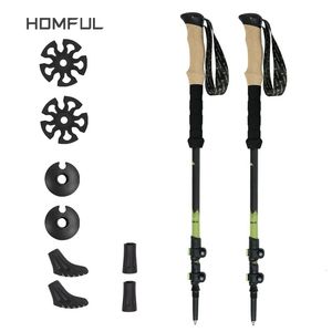 Trekking Poles Homful par2pcs Carbon Fiber Trekking Poles Nordic Walking Poles Carbon Trekking Stick Alpenstock Walking Stick For Tourism 230210