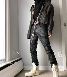 2021 Original Rick Men byxor vaxade jeans f￶r m￤n Slim Fit Cotton Sweatpants Owens Men Hiphop Streetwear Men Causal Jeans
