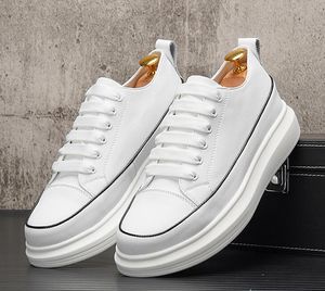 British Style Herren Plattform Casual Sneakers Little weiße Schuhe atmungsaktiven runden Zehen Schnüre-Up-Business Freizeit Walking-Slattern Größe 38-44