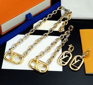 LLVV Alltag Kettenschmuckanzug Großes Halskettenarmband Ohrringe Gold T0P Qualität offizieller Reproduktionen Brand Designer Jubiläum Geschenk mit Box 018