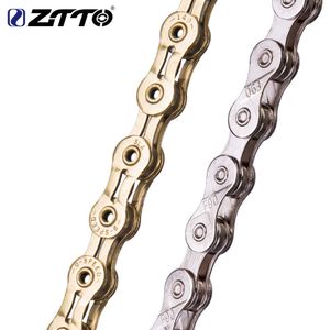 Цепи Ztto MTB Road Bike 9 Speed ​​Bicycle Chain 9s 27s Quick 116 Связанные серебряные золотые масла Slick 9speed Прочный стальной ток HG Universal 0210