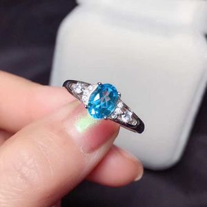 Solitaire Ring CoLife Jewelry Hotsale Topaz for Daily Wear 5*7mm Natural Light Blue Silver 925 Y2302