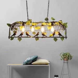 Bird Cage Pendant Lights Vintage Led Ceiling Chandelier for Restaurant Bar Garland Hanging Lamp Living Room Decor Light Fixtures 0209