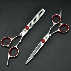 Hair Scissors 703# 6" Stainless Red Cutting Salon Thinning Shears Professional Hairdressing DropHair