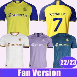 22 23 Al Nassr FC Mens voetbaltruien Ronaldo Home Geelversie weg 3e 4e shirt Korte mouwen Uniformen