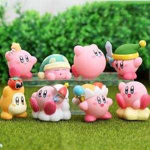 Bath Toys 8 Piece Set of Kirby Action Figures Collection Cute Pink Pvc Material Figurines Collectibles Best Christmas Gift for Child GirlJ230210